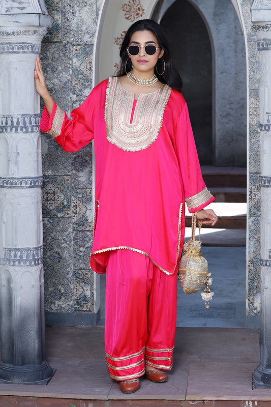 Farshi Salwar Set Hot Pink