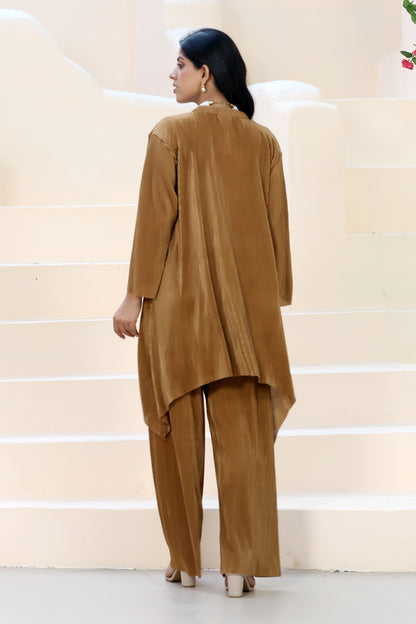 Flow Line Co-ord Set Golden Beige