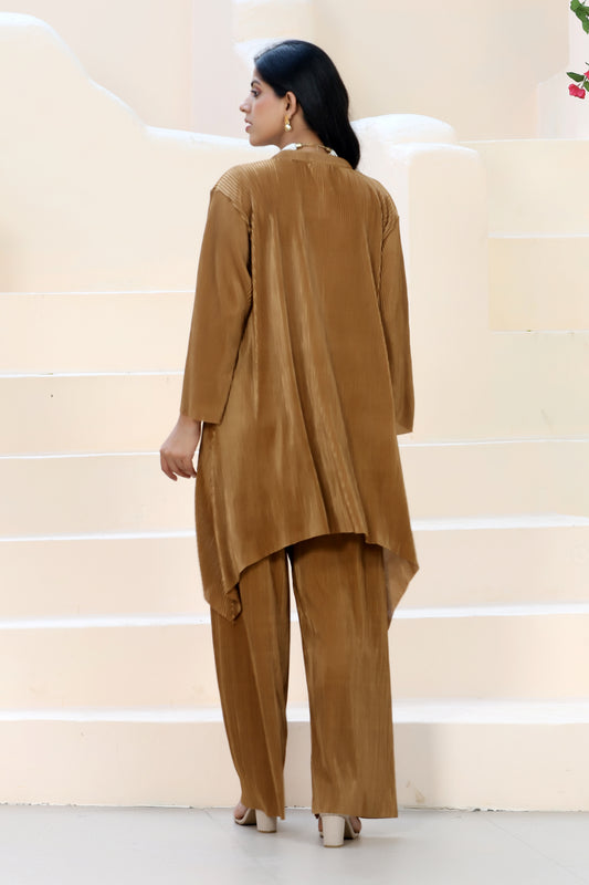 Flow Line Co-ord Set Golden Beige