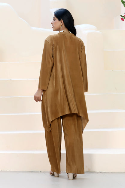 Flow Line Co-ord Set Golden Beige