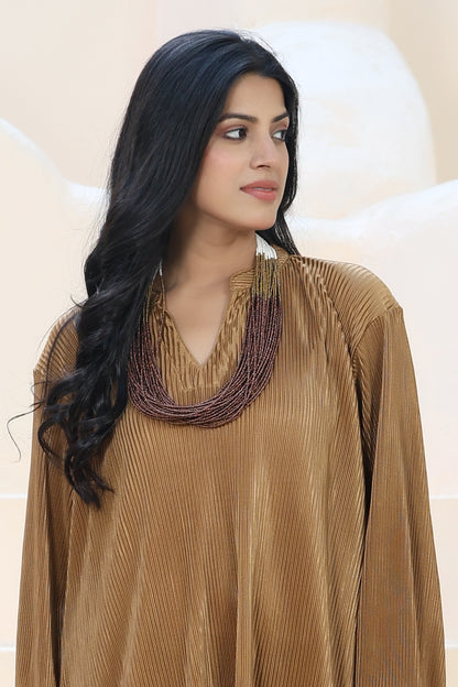 Flow Line Co-ord Set Golden Beige