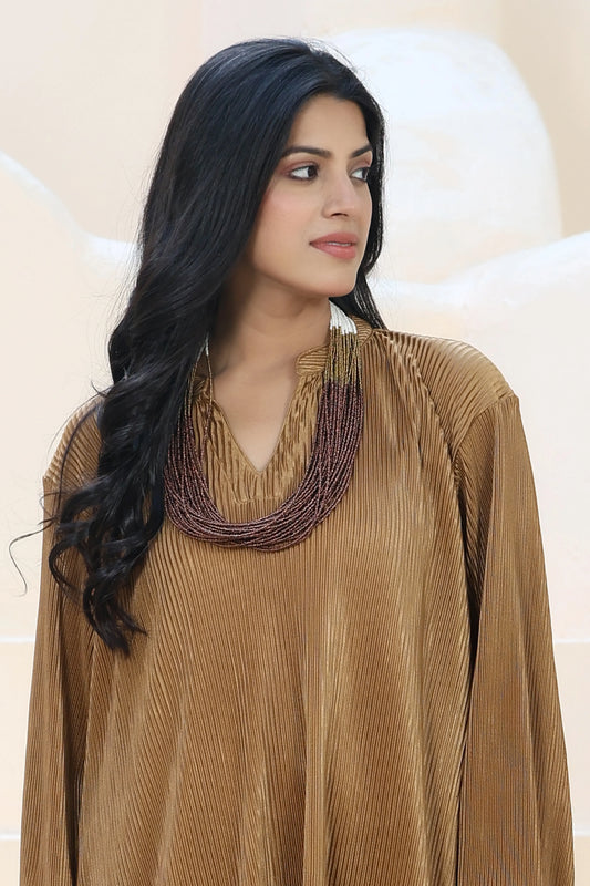 Flow Line Co-ord Set Golden Beige