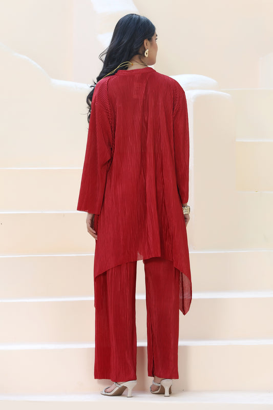 Flow Line Co-ord Set Maroon