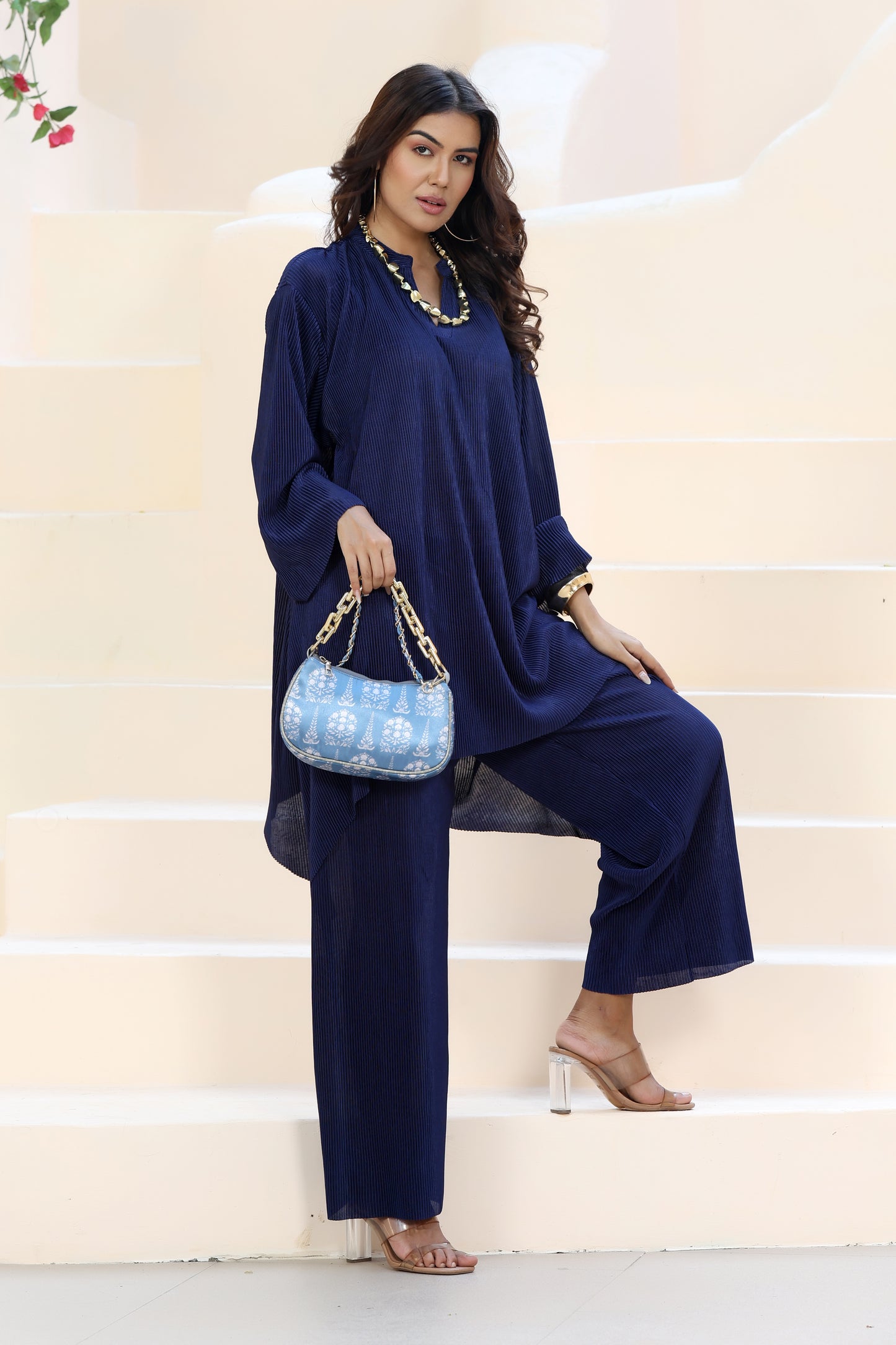Flow Line Co-ord Set Navy Blue