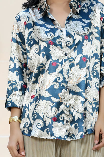 Golden Hour Shirt Paisley Blue