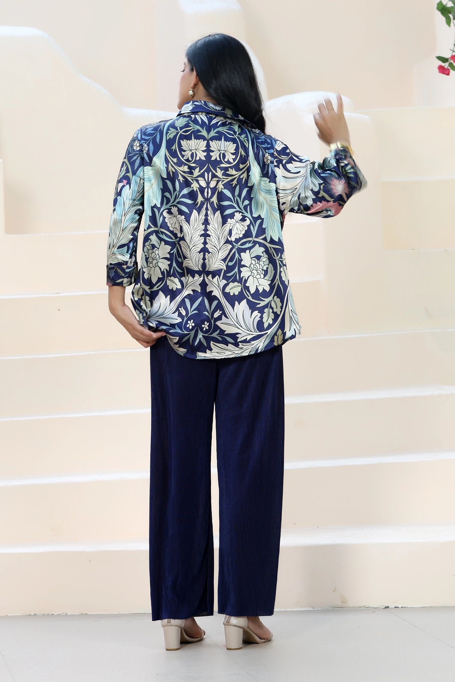 Golden Hour Shirt William Morris Navy Blue