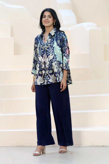 Golden Hour Shirt William Morris Navy Blue