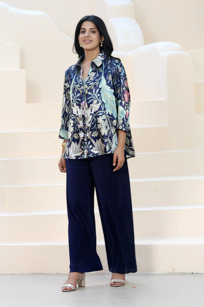 Golden Hour Shirt William Morris Navy Blue