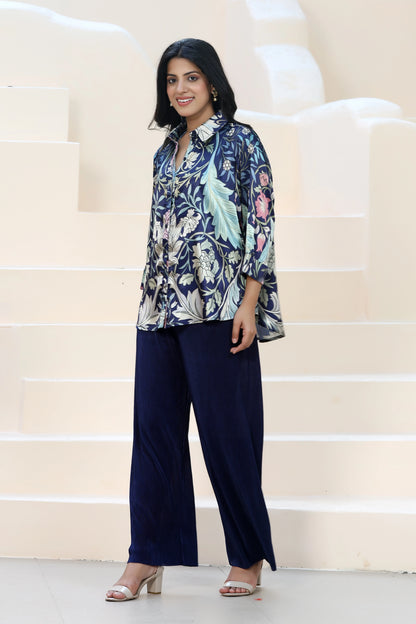 Golden Hour Shirt William Morris Navy Blue