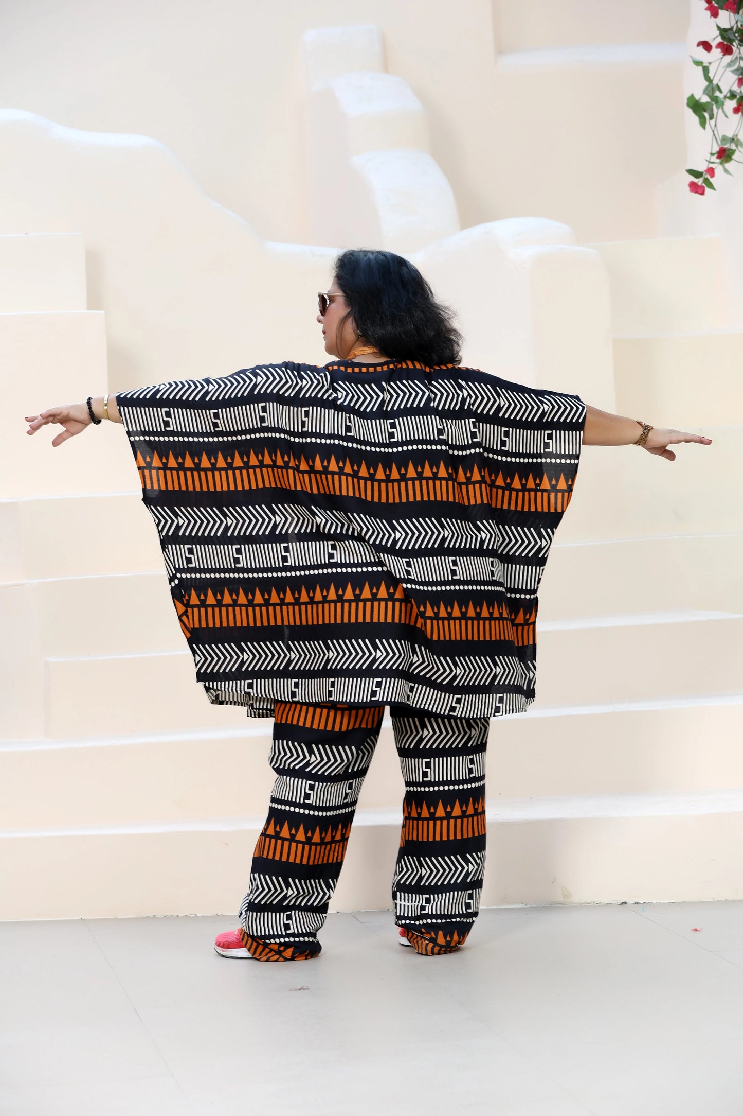 Hazel Kimono Set Rayon Black & Orange