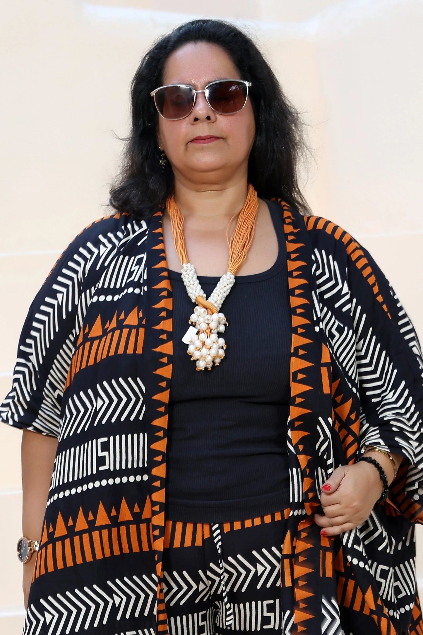 Hazel Kimono Set Rayon Black & Orange