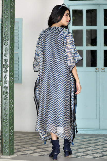 Maheshwari Kaftan Cow Blue