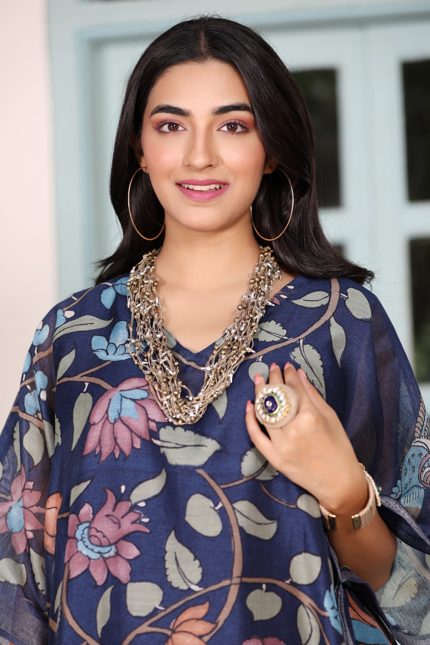 MaheshwariKaftan-Floral-Navy