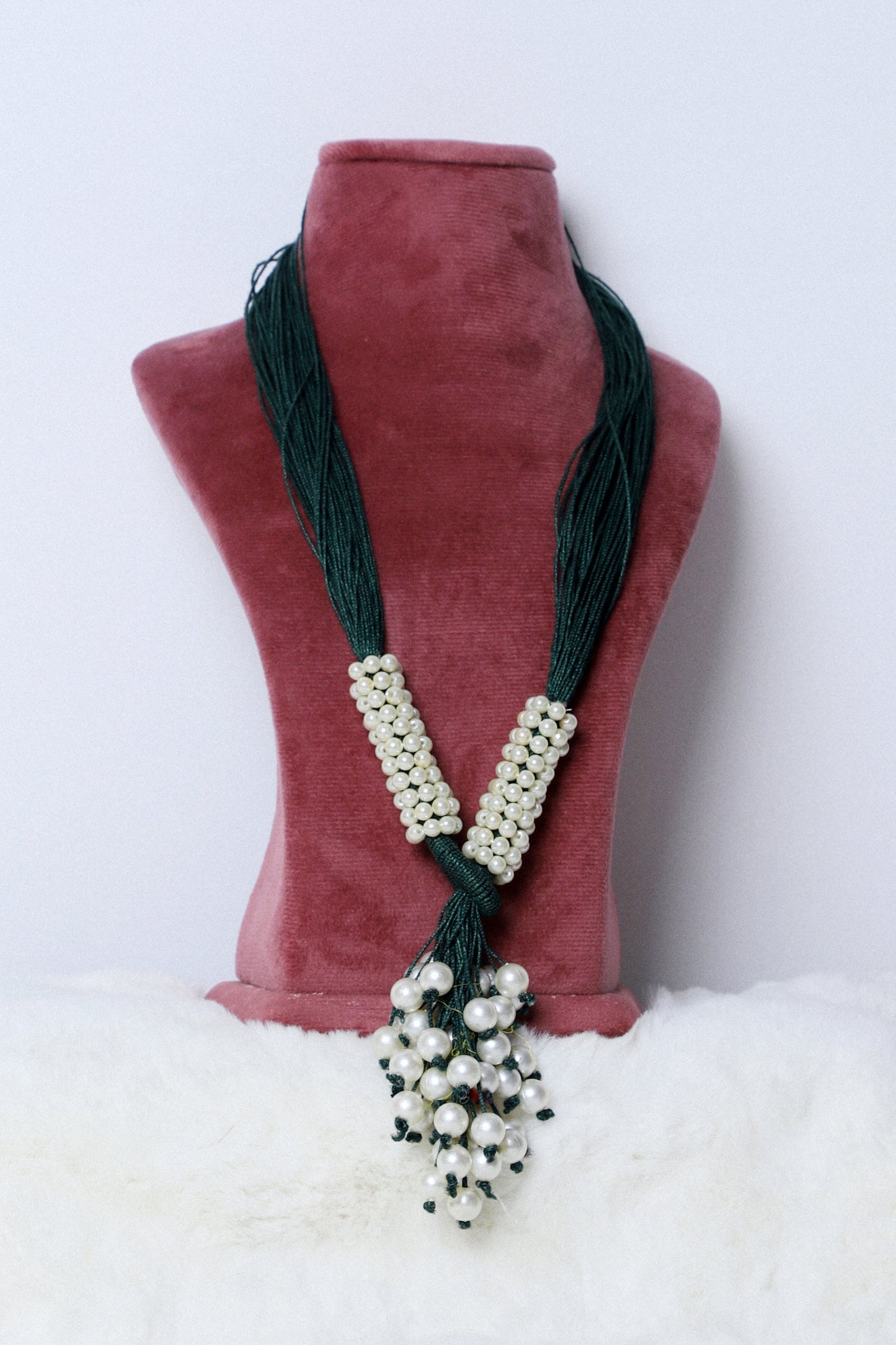 Necklace Pearl Angoori Dark Green