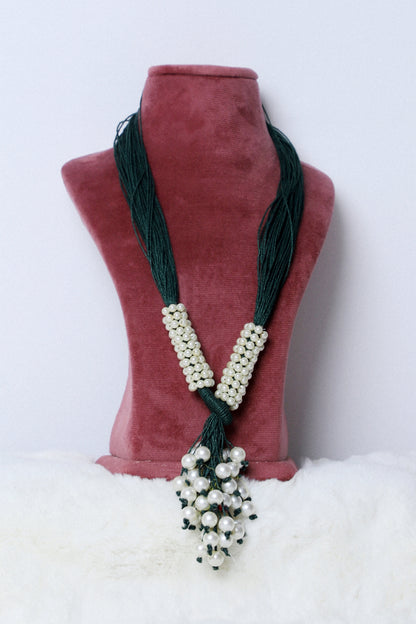 Necklace Pearl Angoori Dark Green