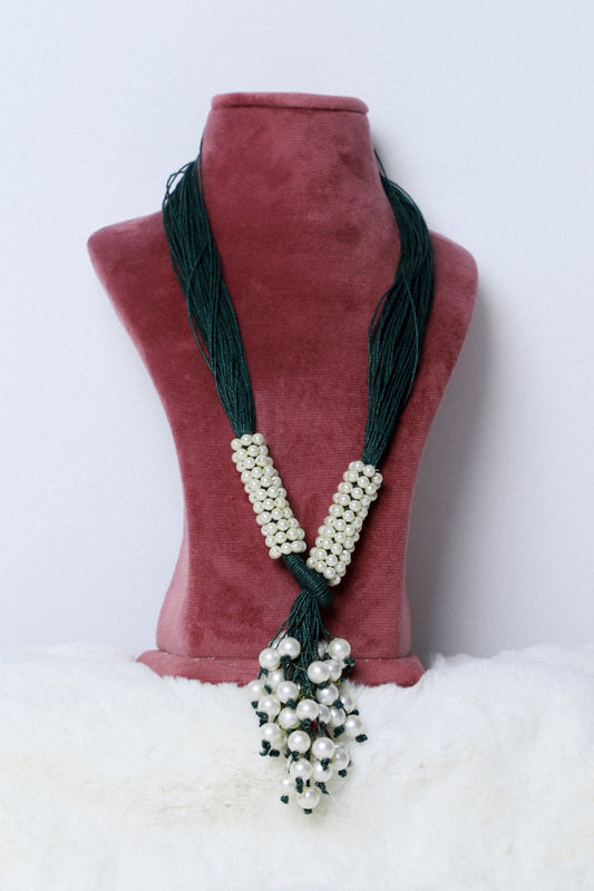 Necklace Pearl Angoori Dark Green