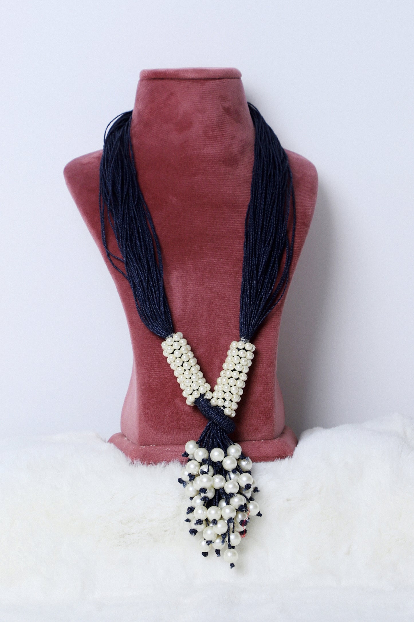 Necklace Pearl Angoori Navy Blue