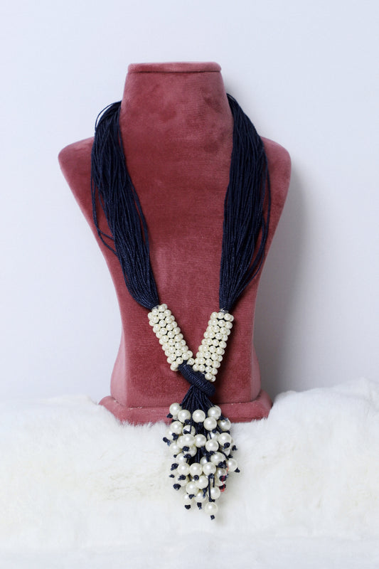 Necklace Pearl Angoori Navy Blue