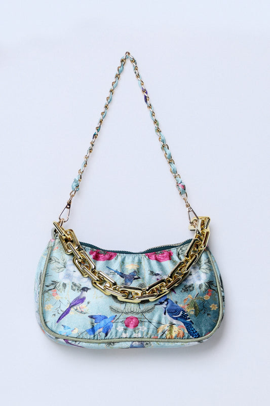 Nikki Gold Garden Print Aqua