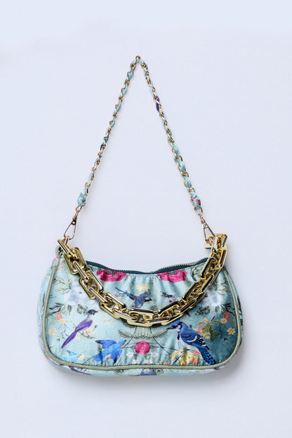 Nikki Gold Garden Print Aqua