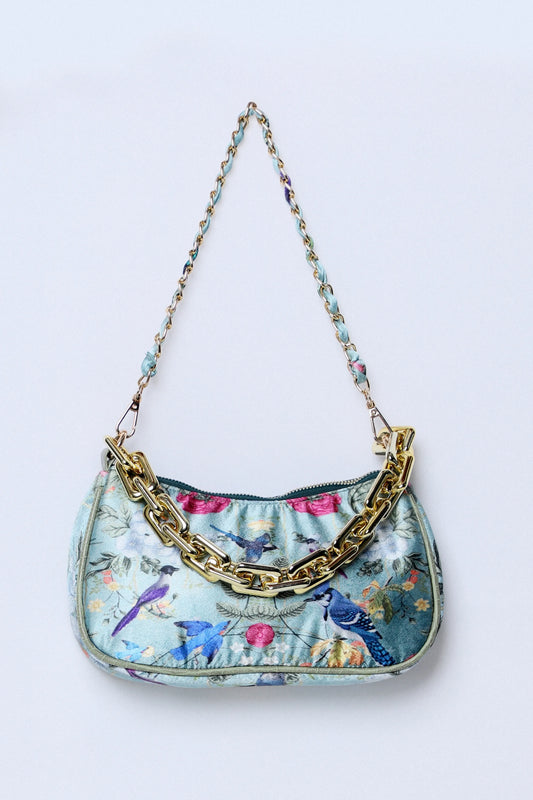 Nikki Gold Garden Print Aqua