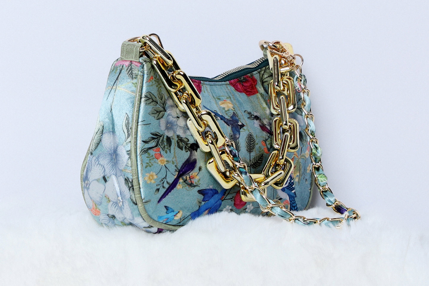 Nikki Gold Garden Print Aqua