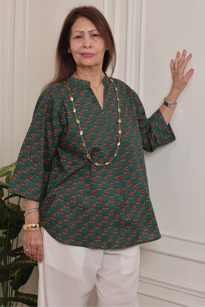 Noor Kurti Green Floral