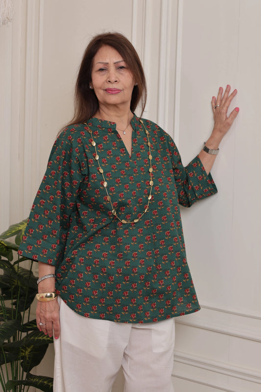 Summer Cool Shirt Green Floral