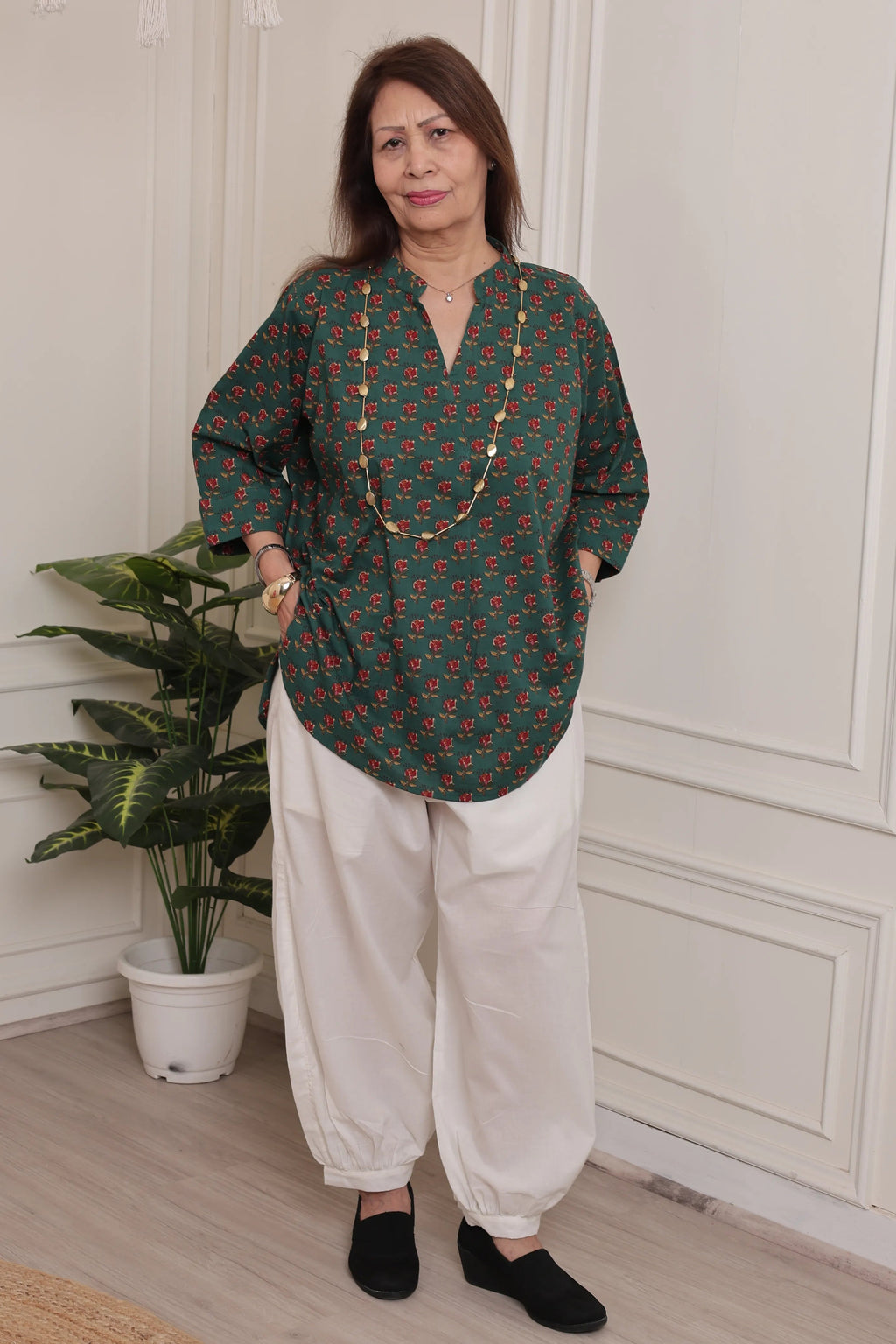 Noor Kurti Green Floral