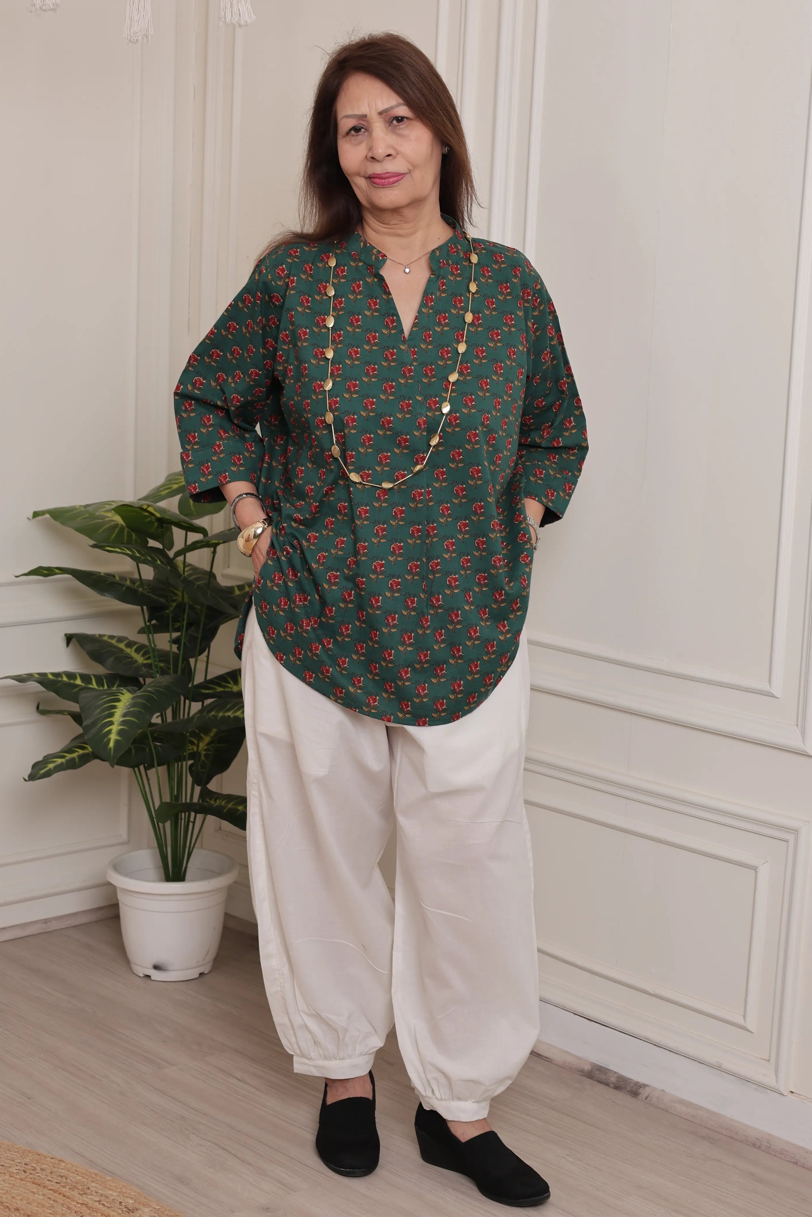 Noor Kurti Green Floral