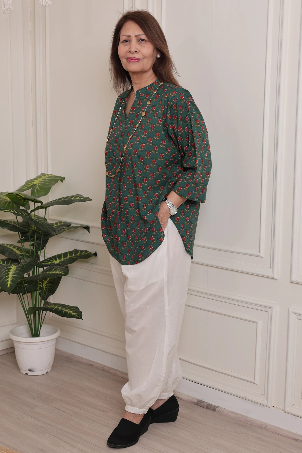 Noor Kurti Green Floral