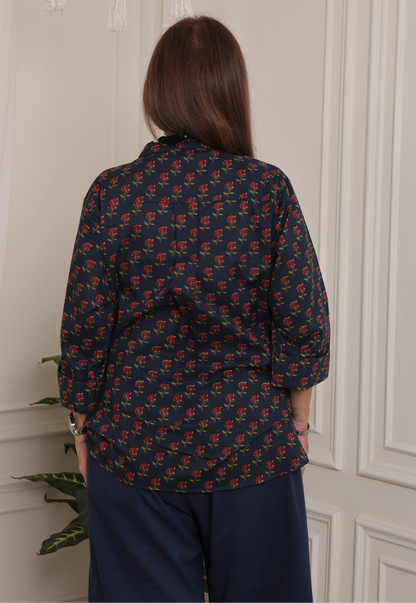 Noor Kurti Blue Floral
