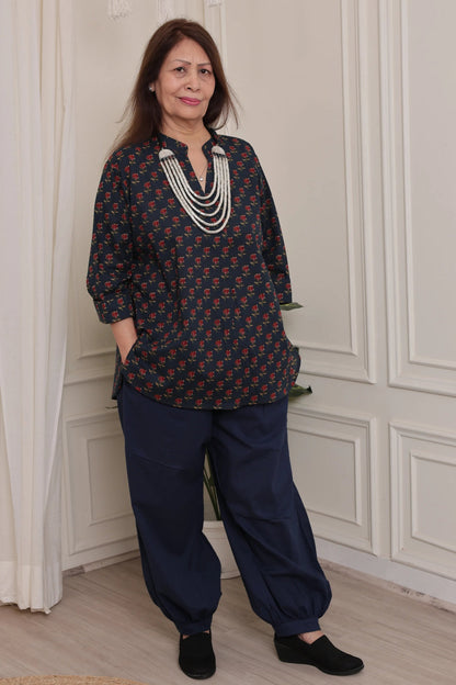 Noor Kurti Blue Floral