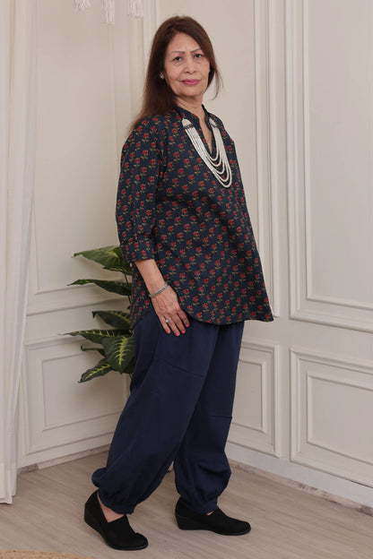 Noor Kurti Blue Floral