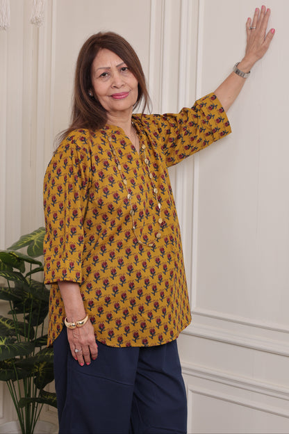 Noor Kurti Yellow Floral