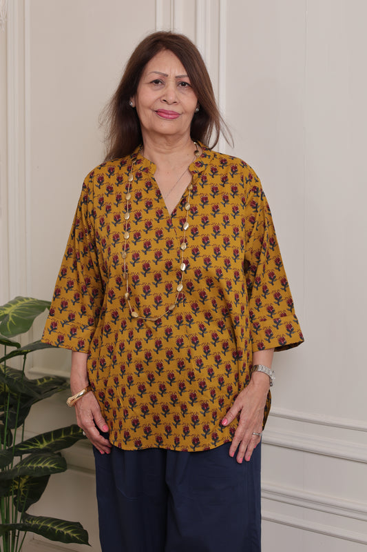 Summer Cool Shirt Yellow Floral