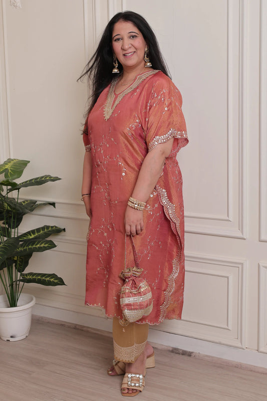 Tissue Kaftan Peach