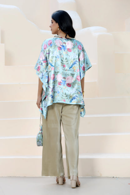 Tunic Top Garden Print Aqua