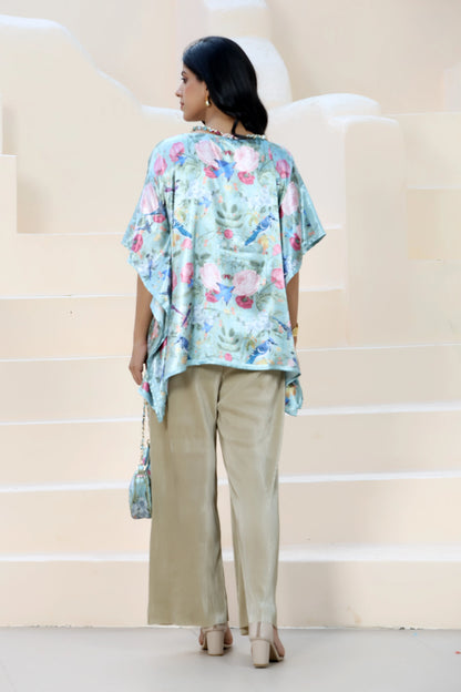 Tunic Top Garden Print Aqua