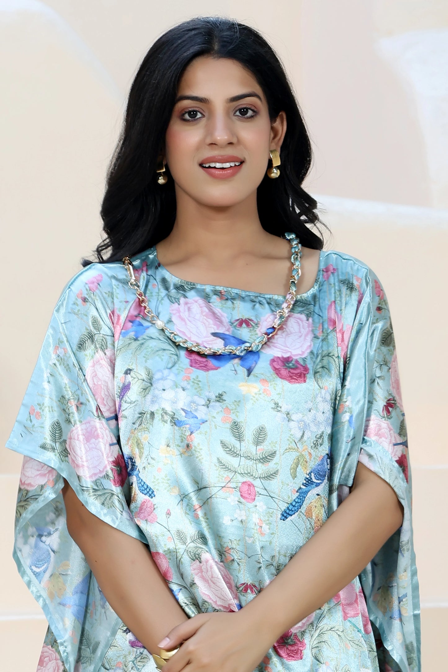 Tunic Top Garden Print Aqua