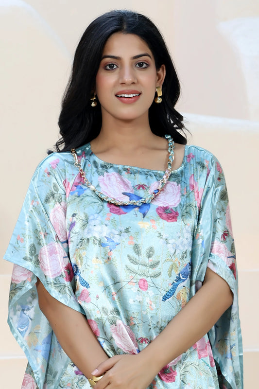 Tunic Top Garden Print Aqua