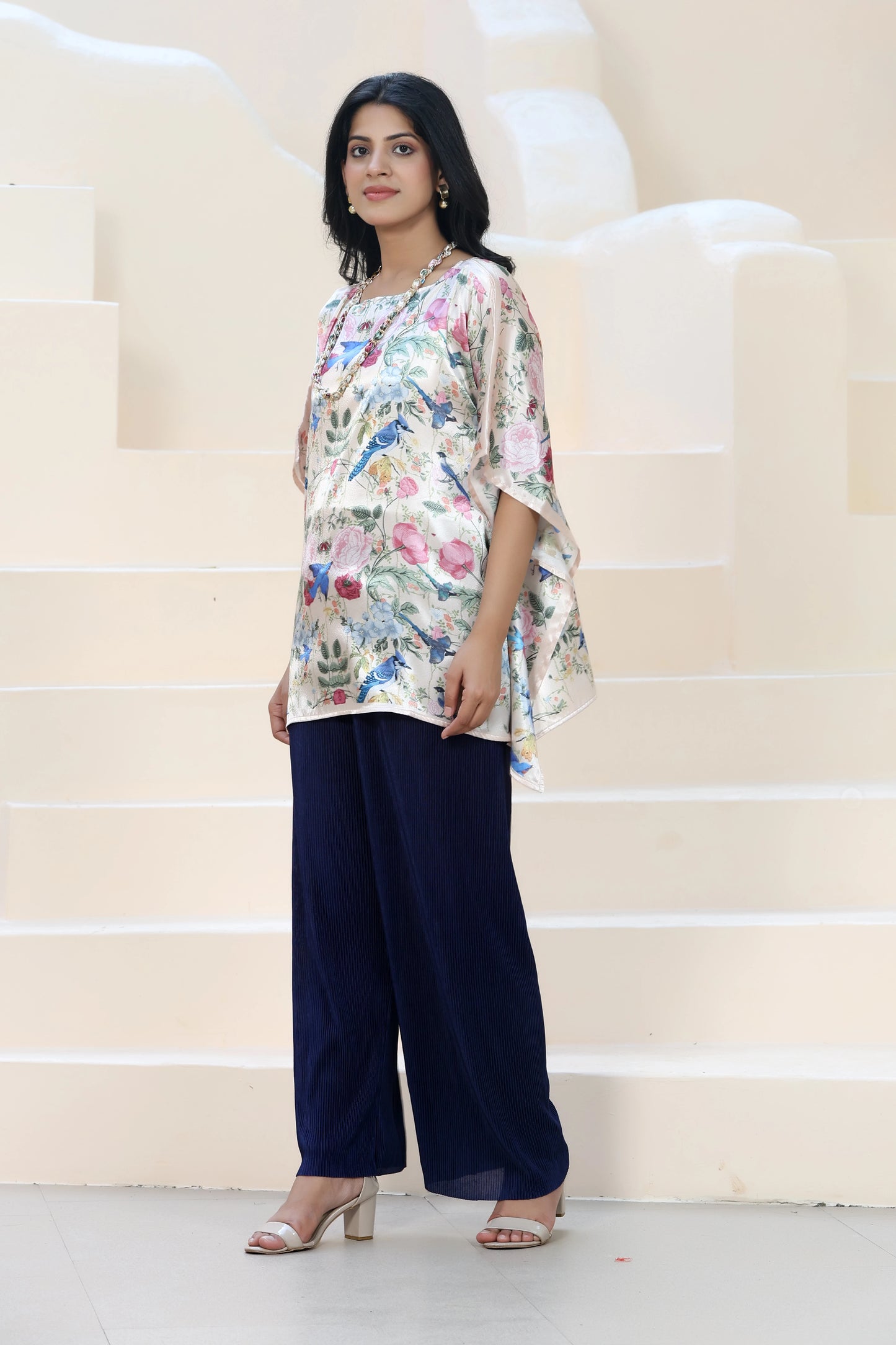 Tunic Top Garden Print Cream