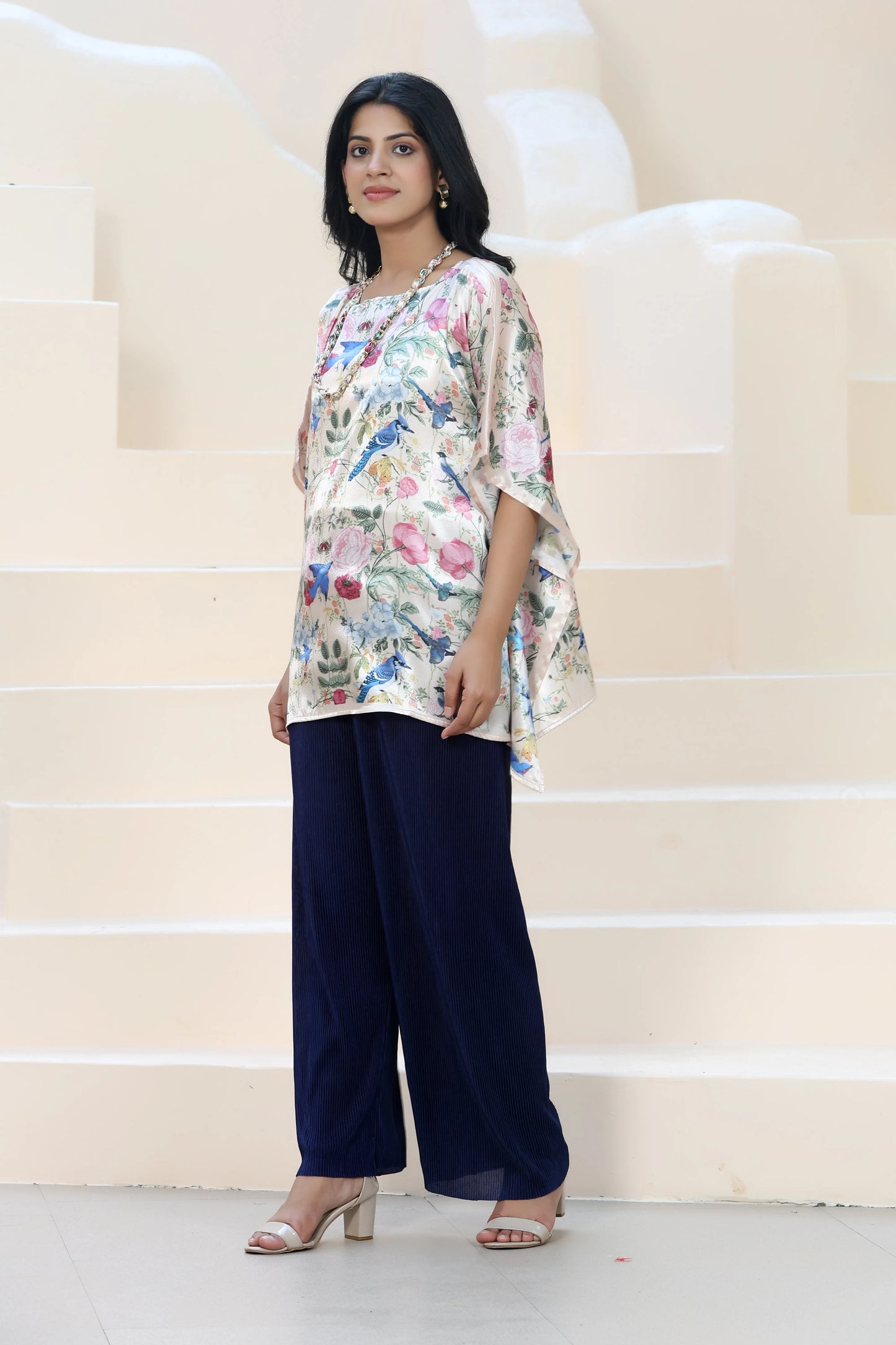 Tunic Top Garden Print Cream