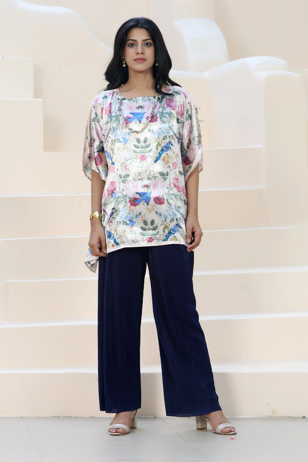 Tunic Top Garden Print Cream