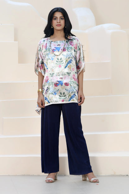 Tunic Top Garden Print Cream