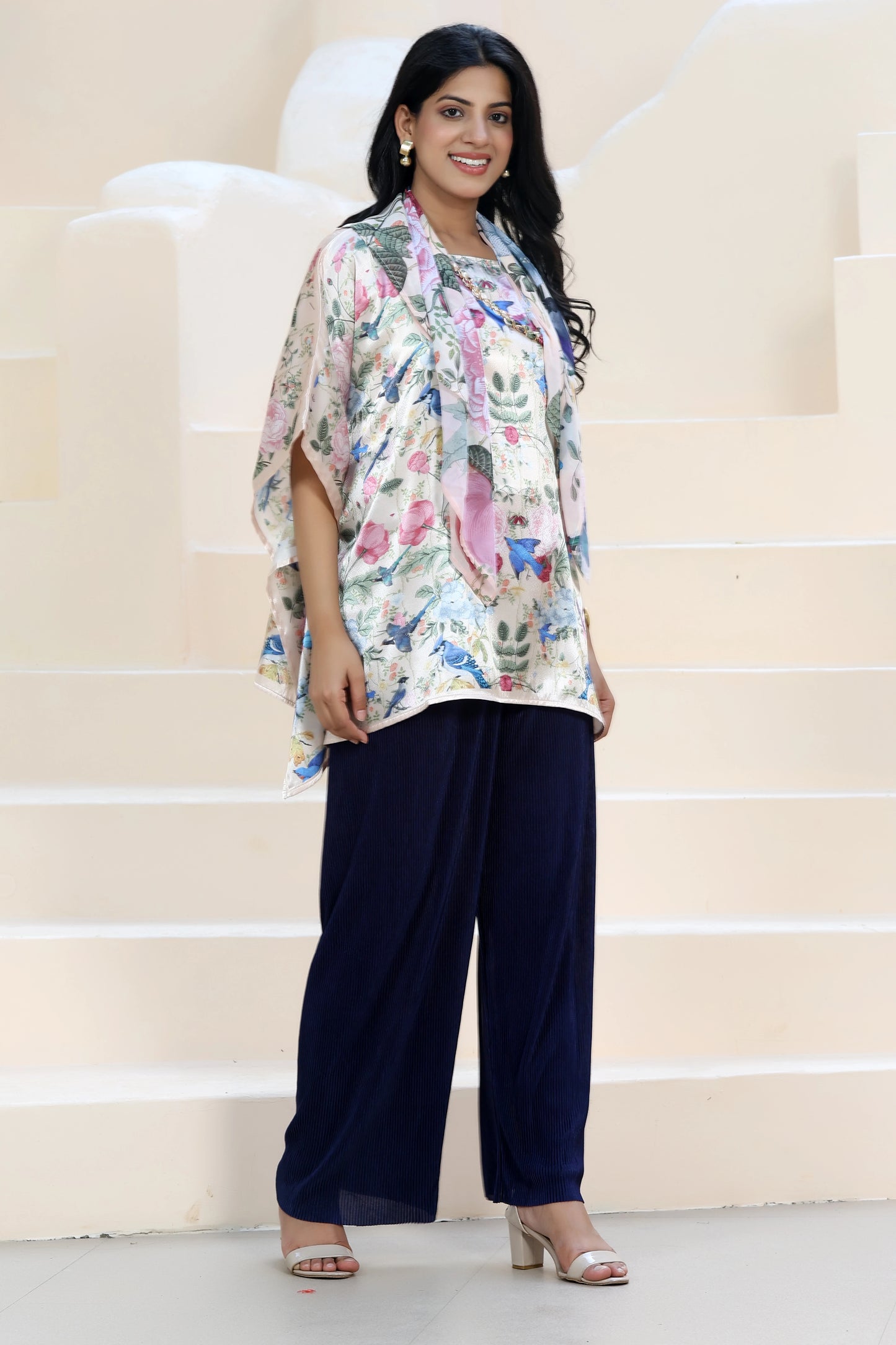 Tunic Top Garden Print Cream