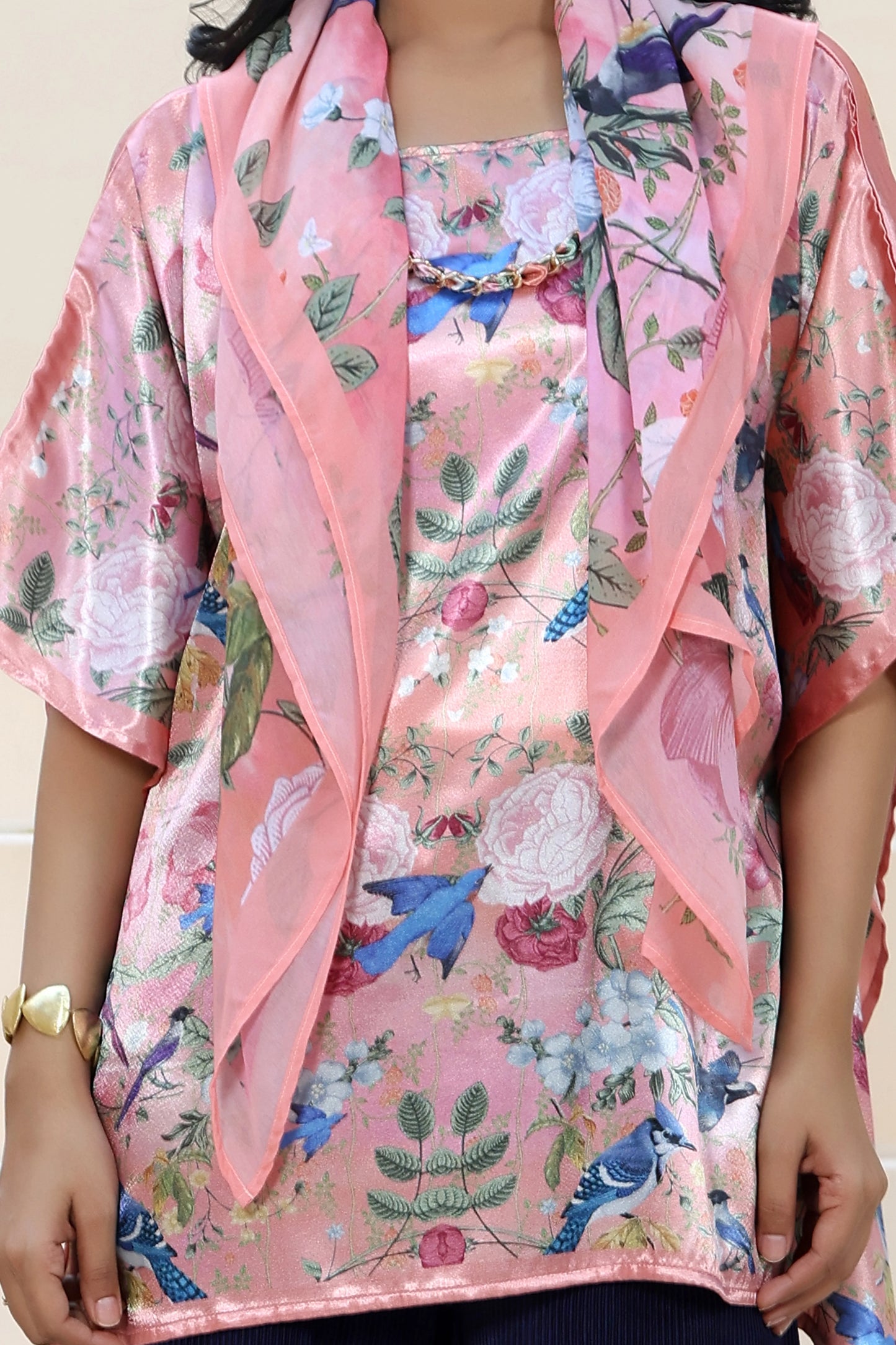 Tunic Top Garden Print Peach