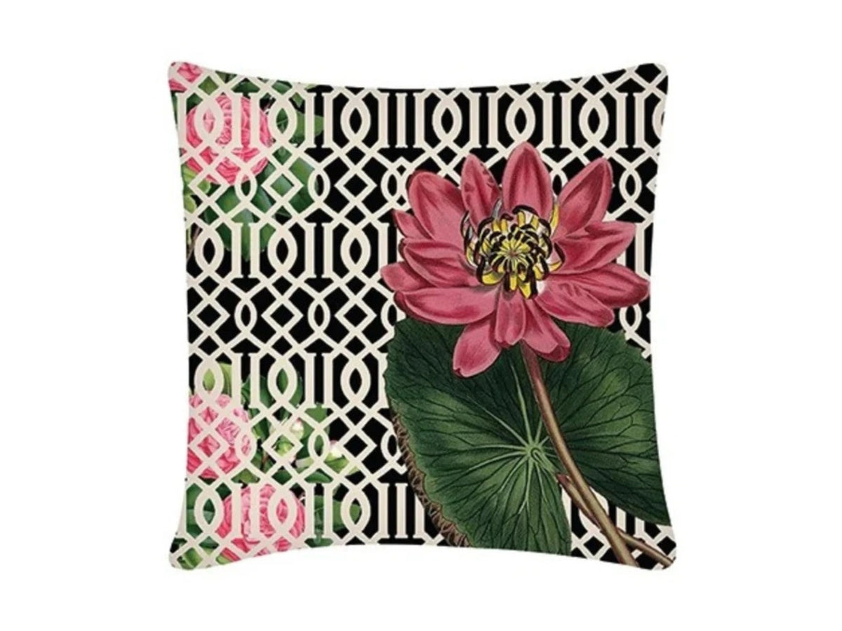 Cushion Covers Jaali Lotus B&W