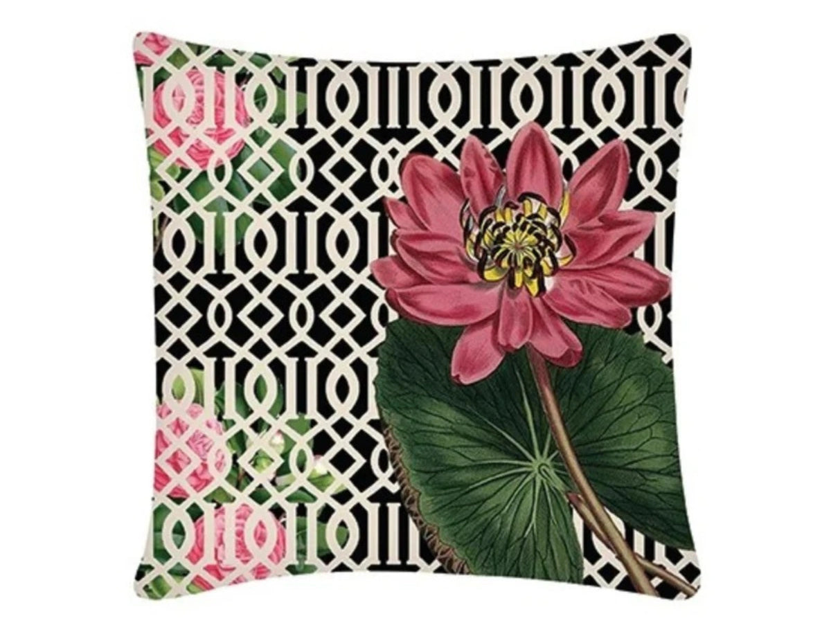 Cushion Covers Jaali Lotus B&W