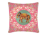 Cushion Cover, Square (Oriental Elephant - Pink)